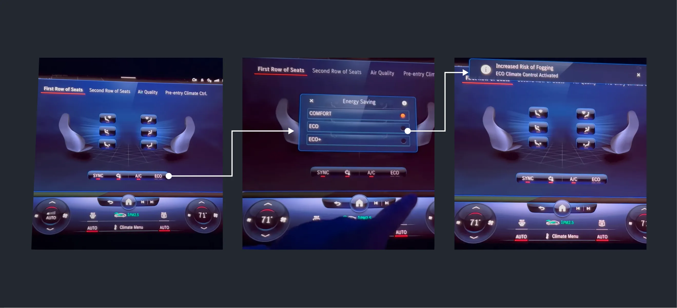 Turning on ECO mode in the EQS