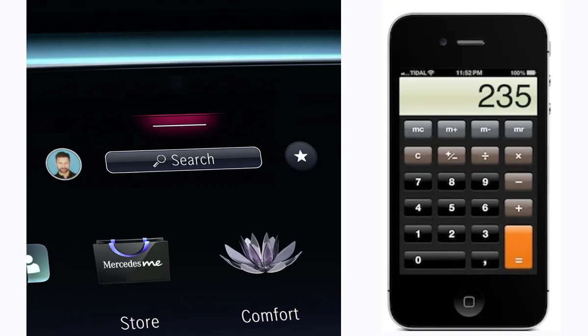The search button has the same skeuomorphic design as early versions of iOS