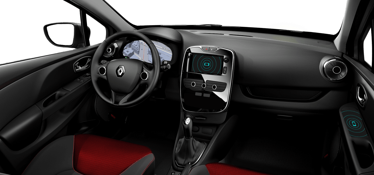 The interior has two access points where smartphones can be placed