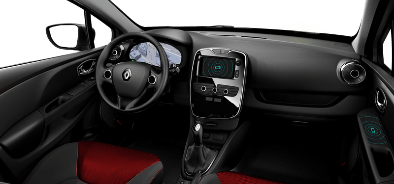 The interior has two access points where smartphones can be placed
