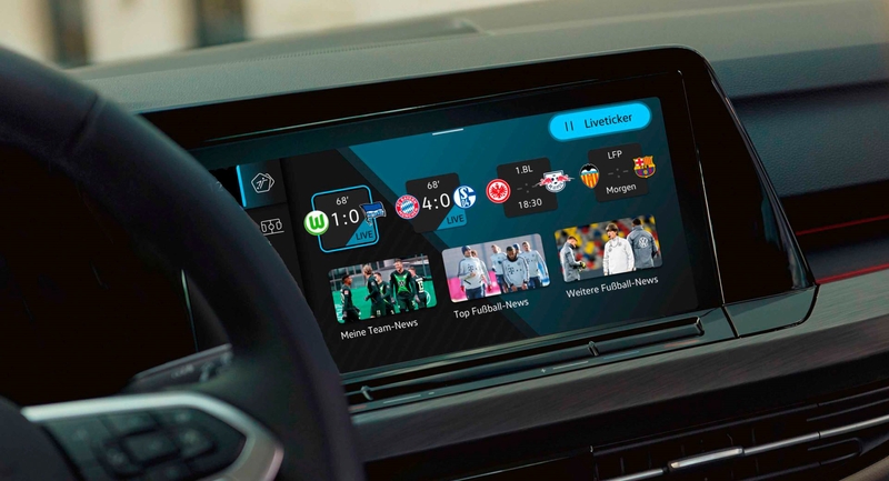In the new Volkswagen Golf, drivers can check live football scores
