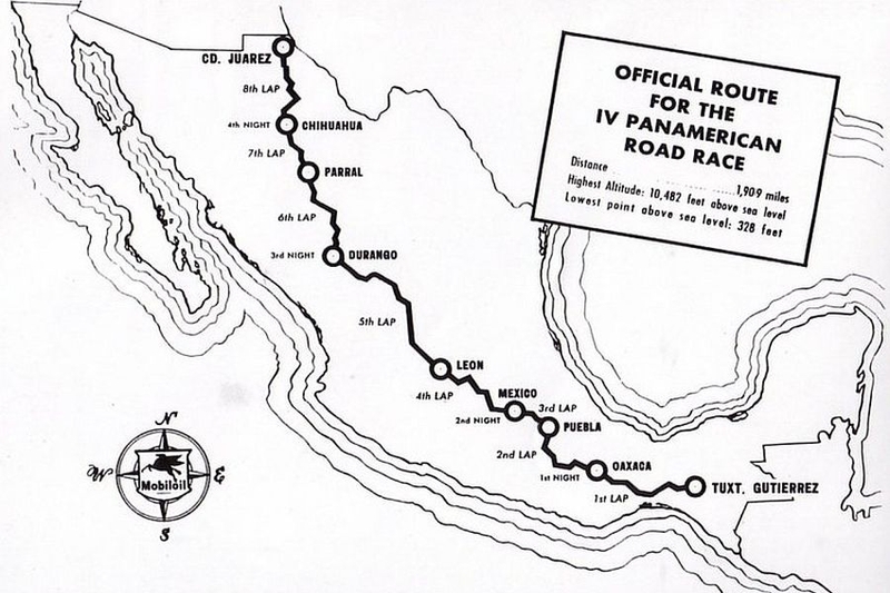 The route of the 1953 Carrera Panamericana