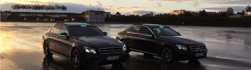 Mercedes has experimented with cyan LED strips placed on the car