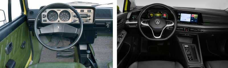 The Golf I vs Golf VIII interior
