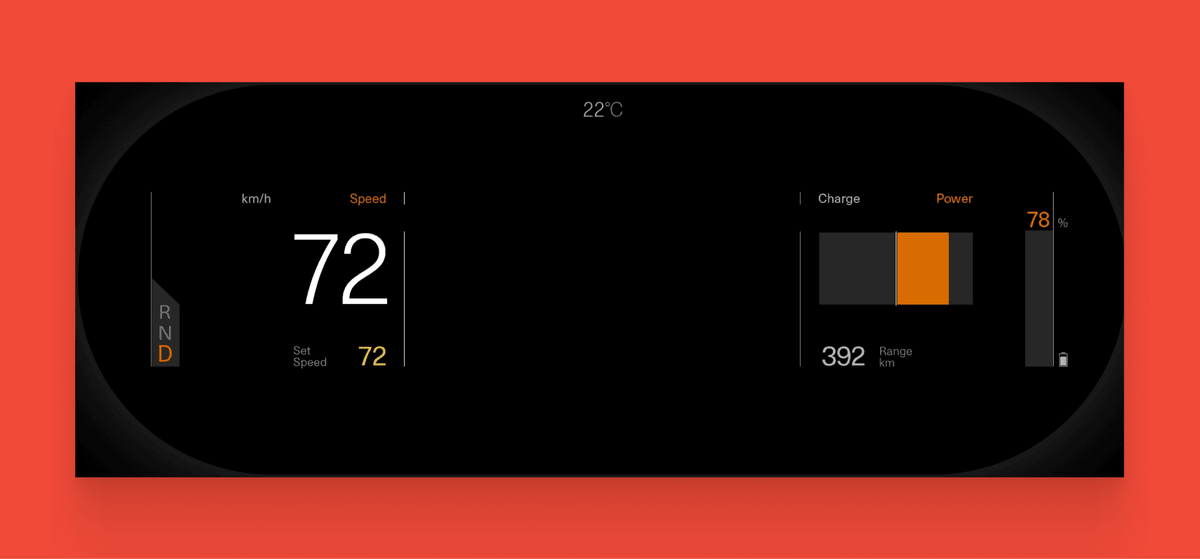 Polestar does a great job at only showing the necessary information in the instrument cluster