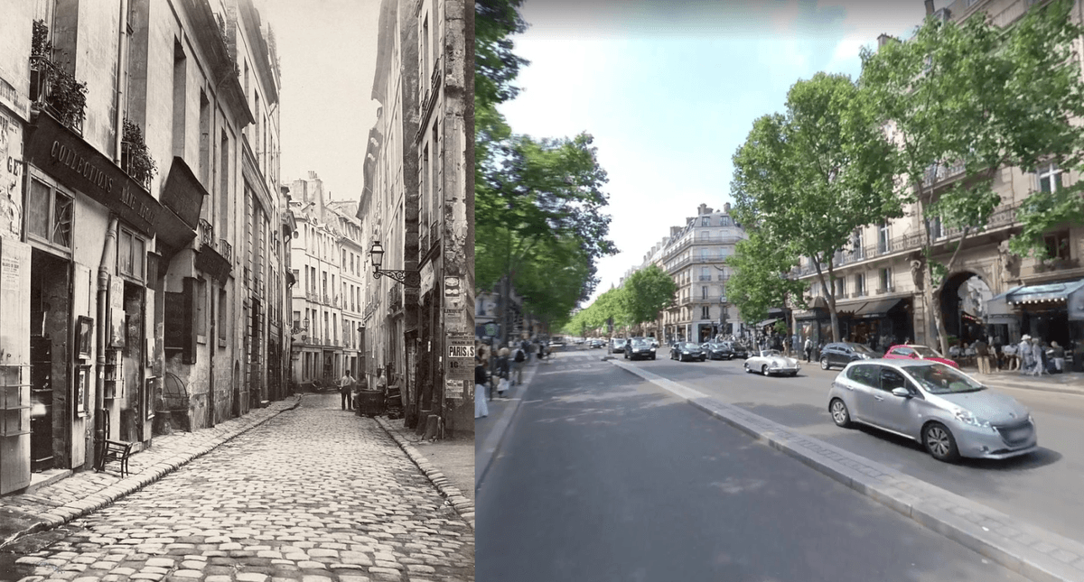 Old streets of Paris compared to the wide boulevards