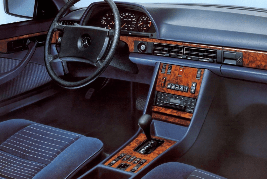 The dashboard of a Mercedes W126 S-Class