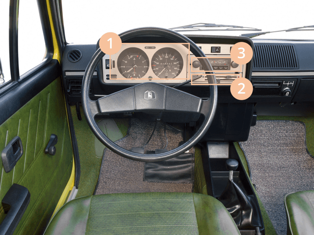 The interior of the first generation Volkswagen Golf