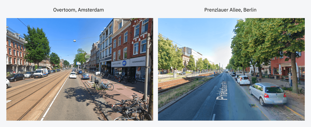 The difference in street design between Berlin and Amsterdam