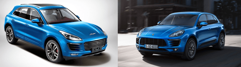 The Chinese Zotye SR8 compared to the Porsche Macan