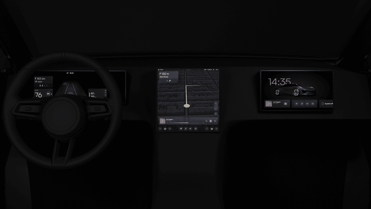 Example of a version of our product designed for a luxury car with three screens